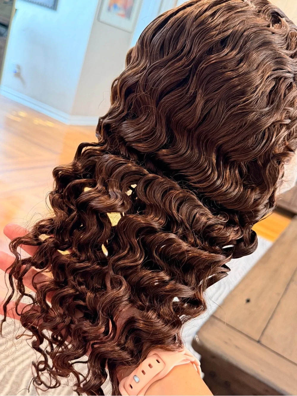 22” Chocolate Brown Deep Wave Curly Lace Front Human Hair Wig 200% Density #226